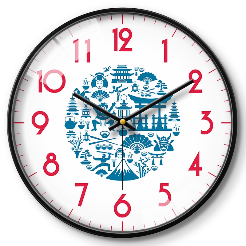 挂钟客厅家用时尚创意日式和风钟表时钟挂墙挂表石英钟静音卧室