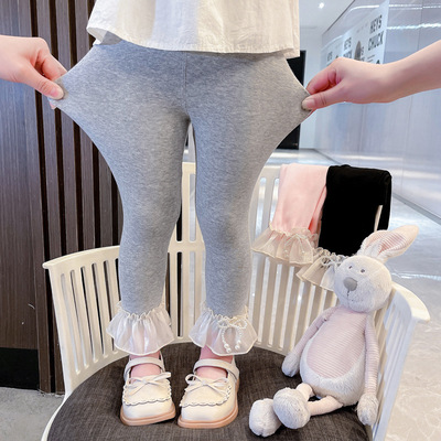 女童打底裤春秋装202r2新款洋气小女孩纯棉长裤小脚裤儿童外穿裤