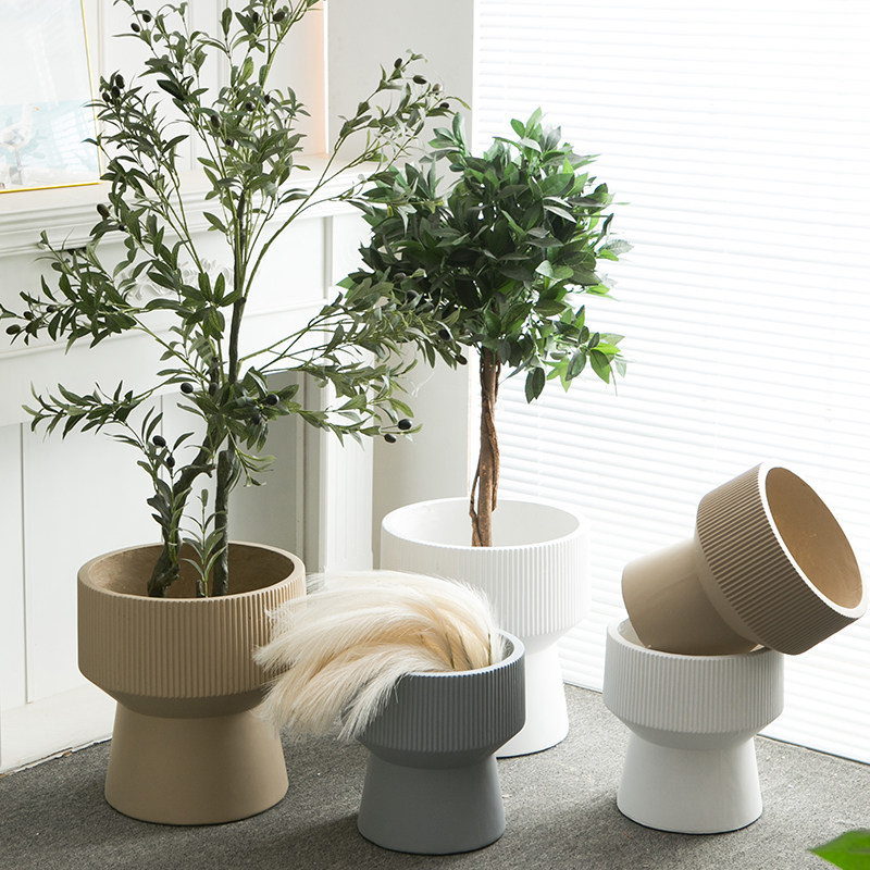 北欧镁泥落地花盆轻奢杯型软装特大花器客厅白色绿植商场别墅摆件,鲜花速递/花卉仿真/绿植园艺,花盆,淘宝优惠券,粉丝福利购,淘宝优惠卷