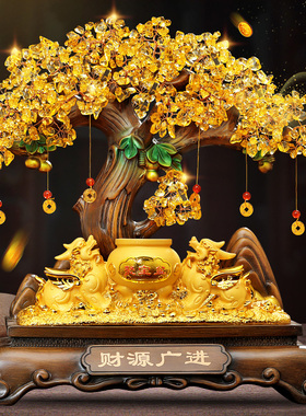 貔貅招财聚宝盆摆件客厅酒柜发财树聚财装饰品店铺收银台开业礼物