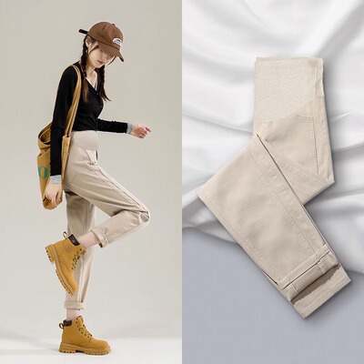 孕妇裤子秋冬款外穿小个子牛仔长裤女冬装新款加绒加厚内搭裤冬季