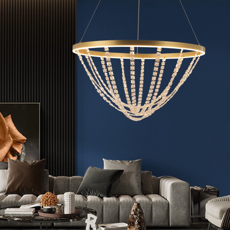 法式轻奢水晶吊灯雅致客厅主灯现代简约餐厅灯2024新款家用奶油风