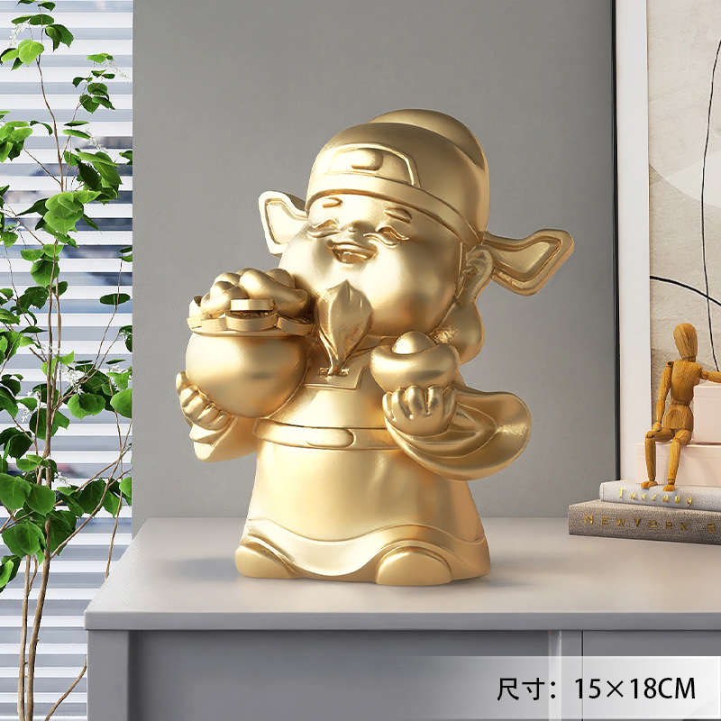 潮国酒柜家用乔迁玄关开业礼客厅装饰品电视柜财神爷摆件工艺品
