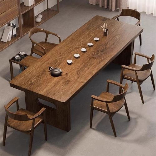 实木大板茶桌椅组合侘寂风原木功夫泡茶桌子轻奢现代客厅家用茶台