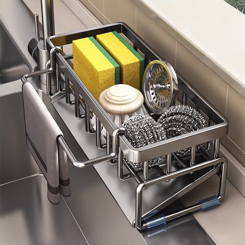日本进口MUJIE厨房水槽置物架沥水架家用洗碗海绵抹布收纳神器