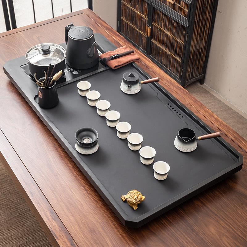全自动上水茶台天然乌金石茶盘套装烧水壶一体电磁炉茶具家用茶海