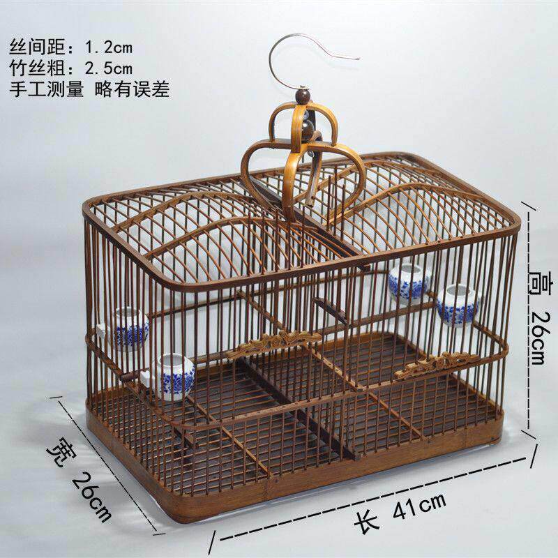 竹制鸟笼 手工自制方笼双格抱笼黄豆鸟笼贝子黄雀 靛颏竹笼蜡嘴笼