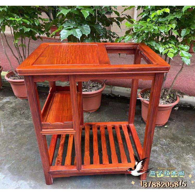 红木家俱茶水架实木茶桌缅甸花梨木功夫茶台大果紫檀泡茶茶具茶几