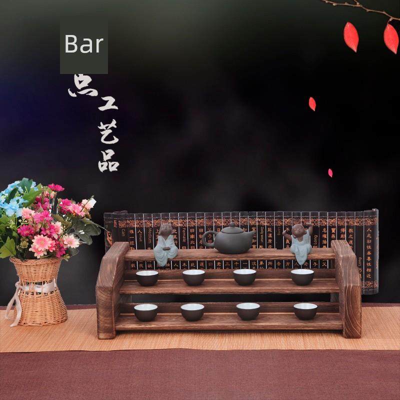 桌面多层实木收纳架功夫茶杯架茶具展示架中式博古架茶艺茶道零配