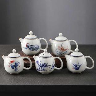 茶壶仿古青花瓷泡茶壶陶瓷功夫茶具茶壶单个家用器具小壶可关水
