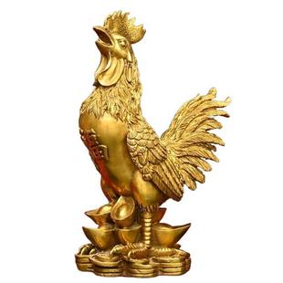 饰客厅玄关工艺品新中式 全黄铜公鸡金钱鸡摆件福字家居卧室装 礼品
