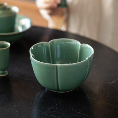 越窑青瓷茶洗大号陶瓷功夫茶具零配件笔洗茶碗家用水盂水洗茶渣缸
