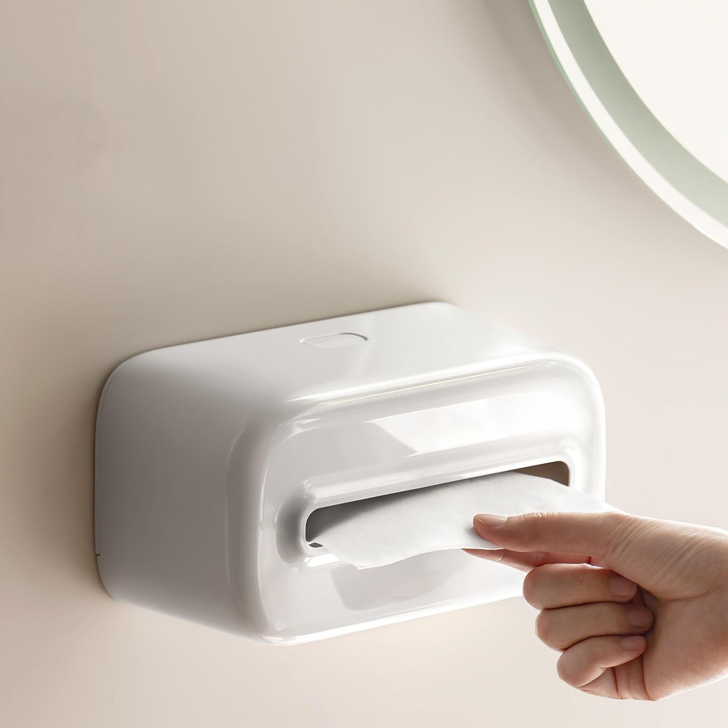 洗脸巾收纳盒壁挂式纸巾盒抽纸盒卫生间厨房倒挂卷纸架高级感挂架