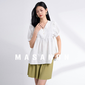 夏装 木耳边娃娃衫 冰丝短裤 孕妇装 2023新款 套装 孕期两件套夏款 时尚