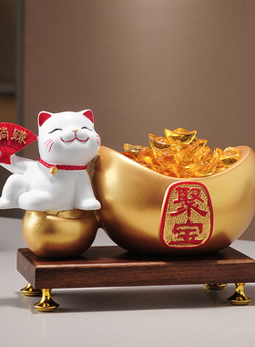 聚宝盆摆件招财猫聚财新中式家居装饰品客厅乔迁开业礼物前台摆设