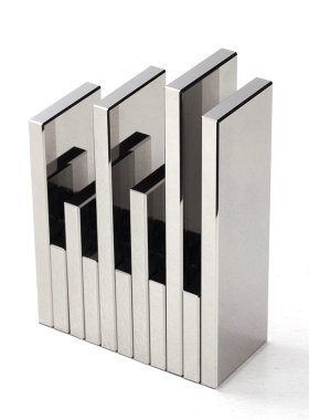 现代轻奢高档书柜装饰摆件镜面银色书立几何梯级台阶书档水晶书靠