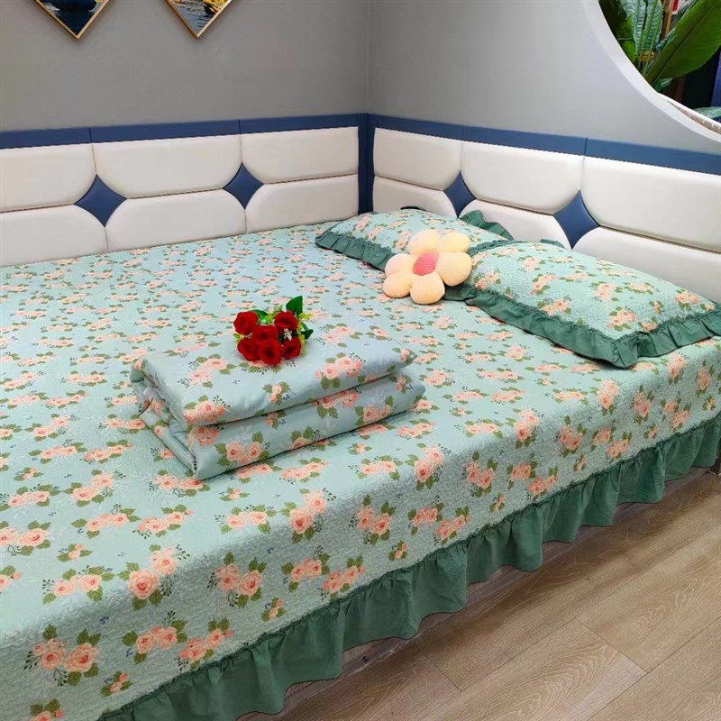 定制纯棉榻榻米三件套床盖农村单件大炕盖绗缝夹棉防滑加厚床单