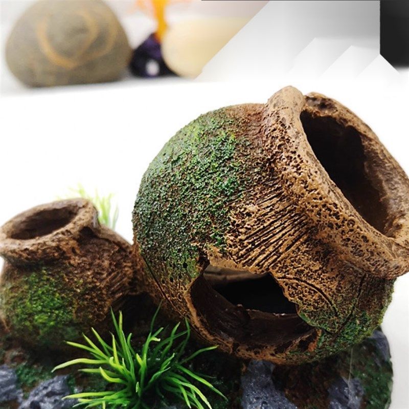 鱼缸造景废墟沉底摆件水底里放的水族残骸沉木虾屋躲避树脂工艺品