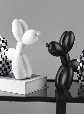 北欧现代创意棋盘格狗轻奢树脂高级感桌面客厅电视柜装饰可爱摆件