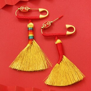 金丝笤帚宝宝小扫把压惊别针随身挂件婴儿安睡床头推车迷你扫帚