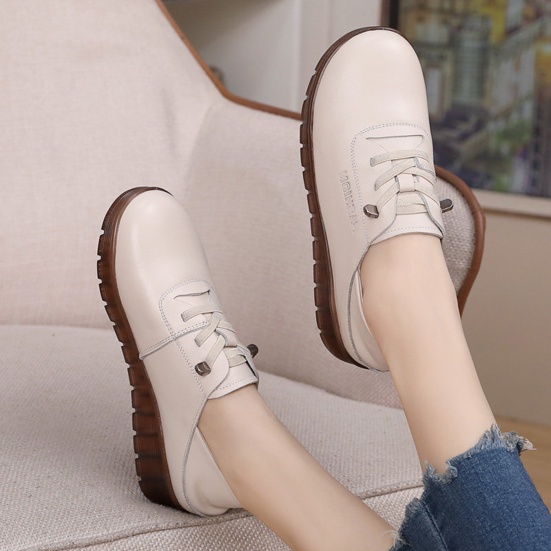 真皮软底单鞋女时尚妈妈鞋2025新款皮鞋超软皮平底板鞋百搭休闲鞋,女鞋,深口单鞋,淘宝优惠券,粉丝福利购,淘宝优惠卷