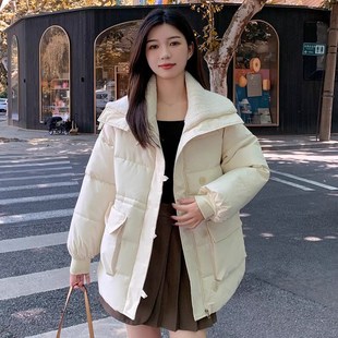 宽松时尚 新款 洋气百搭外套 大翻领加厚棉衣棉服女秋季 300斤特大码