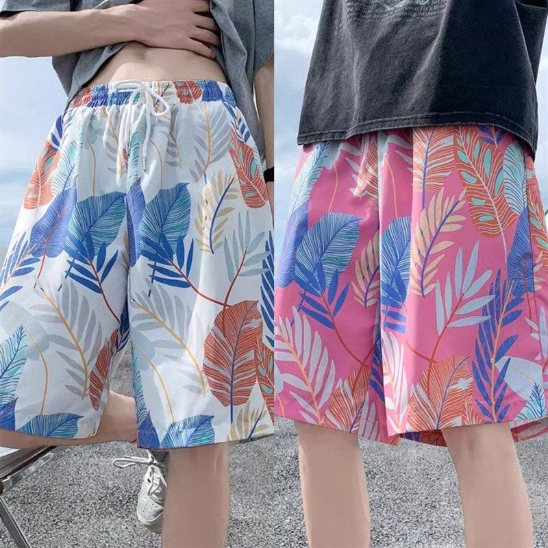 夏天运动五分短裤男情侣款沙滩裤休闲宽松阔腿裤五分裤夏季大裤衩