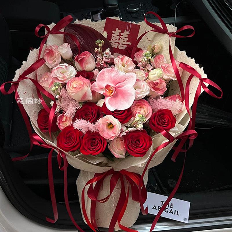 高级订婚花束成品混搭仿真花玫瑰实用手捧花送闺蜜结婚领证礼物