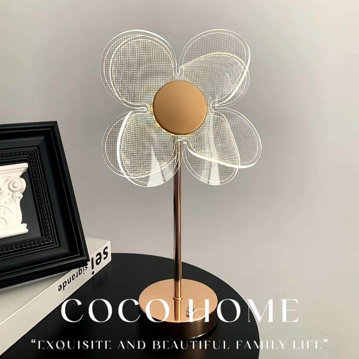 花朵台灯轻奢高级感客厅装饰灯卧室床头灯法式气氛灯压克力小夜灯