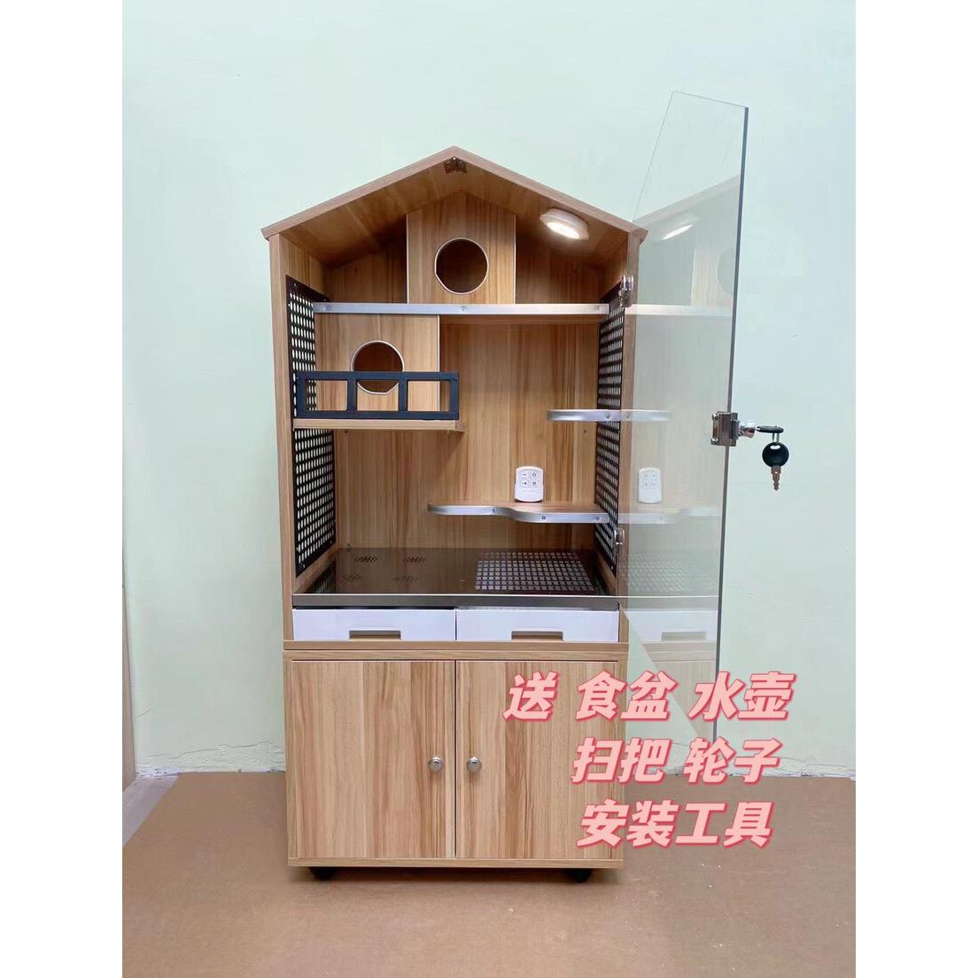 实木龙猫专用大笼子 多层舒适饲养笼柜 超大号宠物笼