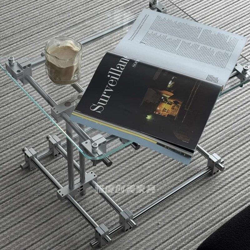 轻奢可移动玻璃边几家用沙发茶几多功能小桌子带滑轮移动置物架