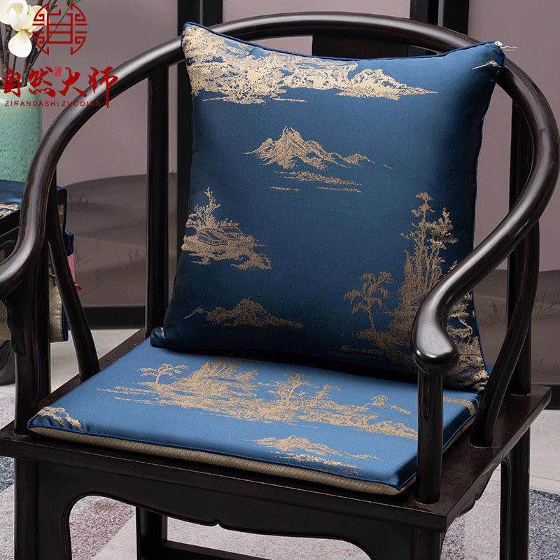 新中式实木椅子坐垫中式坐垫红木家具太师椅餐椅圈椅垫厚薄款定做