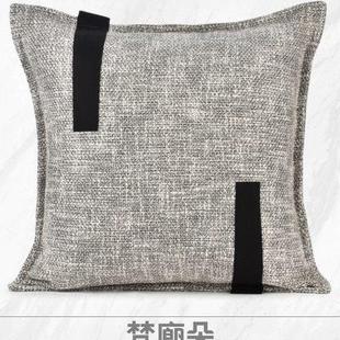 抱枕现代简约北欧贴布方块装 梵廊朵样板房间靠垫家居软装 饰灰色新