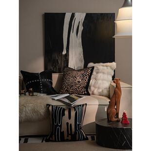 轻奢风沙发高级感现代简约皮草金钱豹高端绣花样板间客厅沙发抱枕