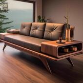 2025新款 新中式 实木沙发客厅胡桃木真皮极简约直排沙发轻奢高级感