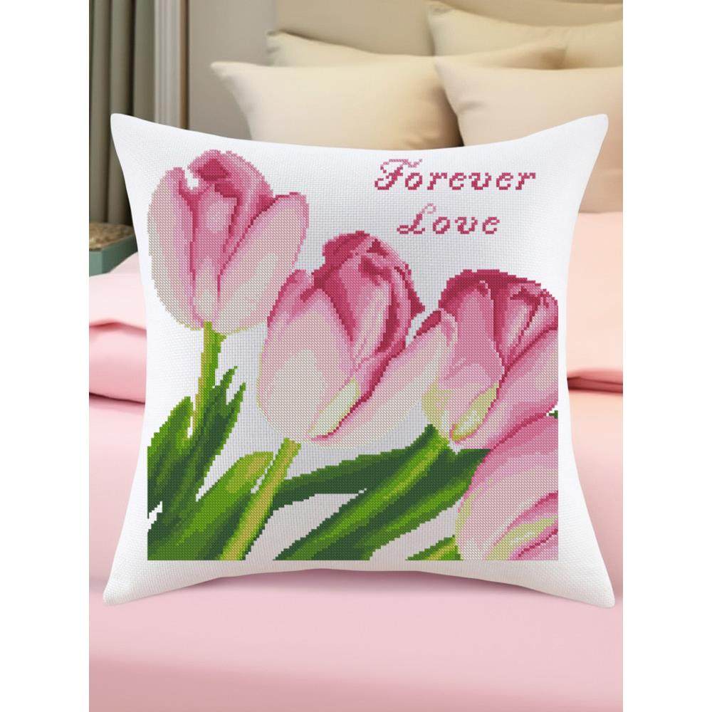 高级感十字绣抱枕十字绣花卉郁金香2客厅沙发汽车靠垫自己绣