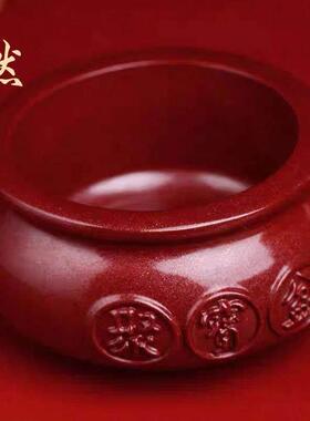 天然高含量朱砂光面聚宝盆聚财摆件紫金砂招财开业礼物家居办公室