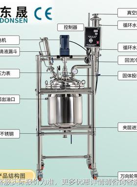 双不锈钢反应釜实高验室电加热压蒸馏搅DS/S5L拌器5L/10L20层L//