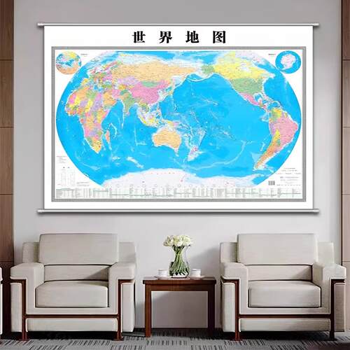 2026新版中国世界地图挂图超大尺寸卷轴地图办公室客厅墙面装饰画