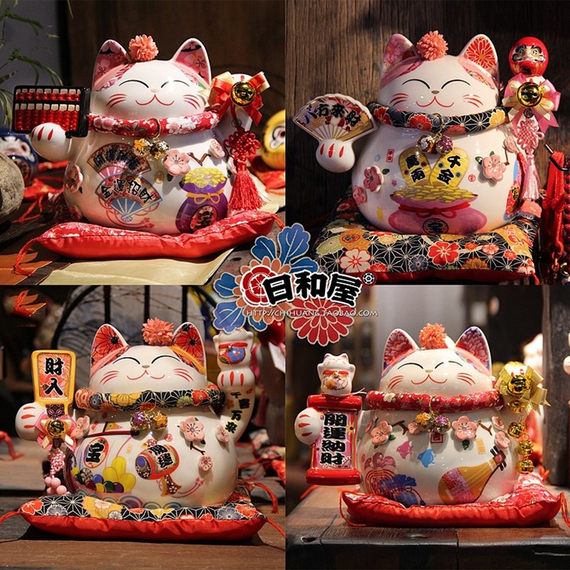 正版日式和风陶瓷招财猫桌面创意摆件送客户商务礼品开运招财装饰