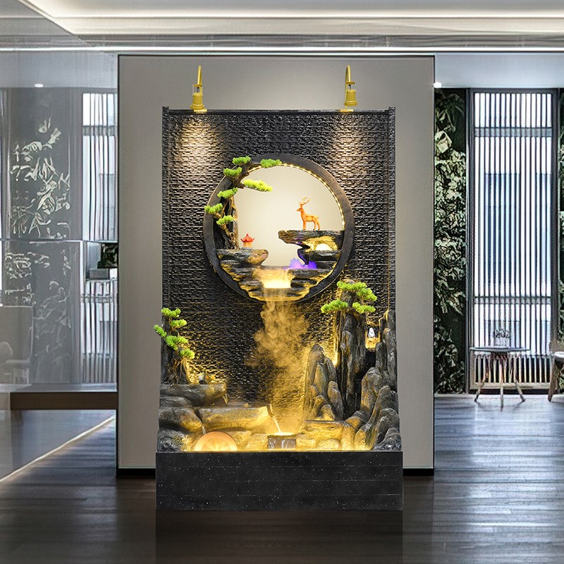 水幕墙屏风玄关隔断假山循环流水喷泉摆件办公室客厅鱼池招财装饰