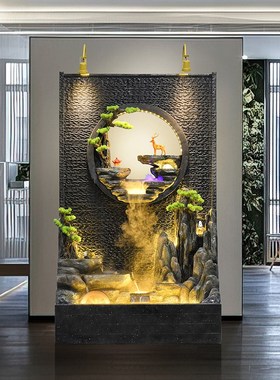 水幕墙屏风玄关隔断假山循环流水喷泉摆件办公室客厅鱼池招财装饰