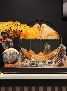 轻奢高档柿柿如意招财葫芦流沙画摆件客厅玄关装饰品乔迁新居礼品