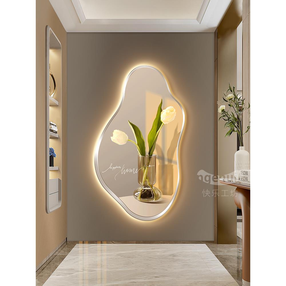 玄关装饰画壁灯高级感灯光画现代简约入户挂画壁画走廊尽头装饰画