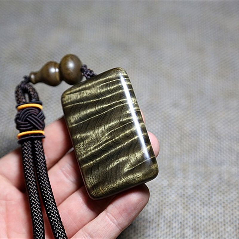 正宗金丝楠无事牌阴沉木小叶桢楠原木乌木绿料挂件满金丝水波手把