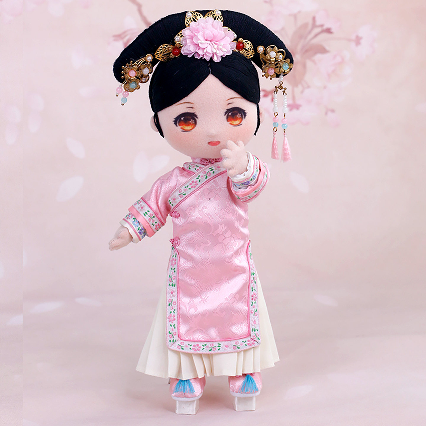 meemo米萌复古清朝格格服娃娃衣手工制作刺绣旗装缝纫diy材料套装