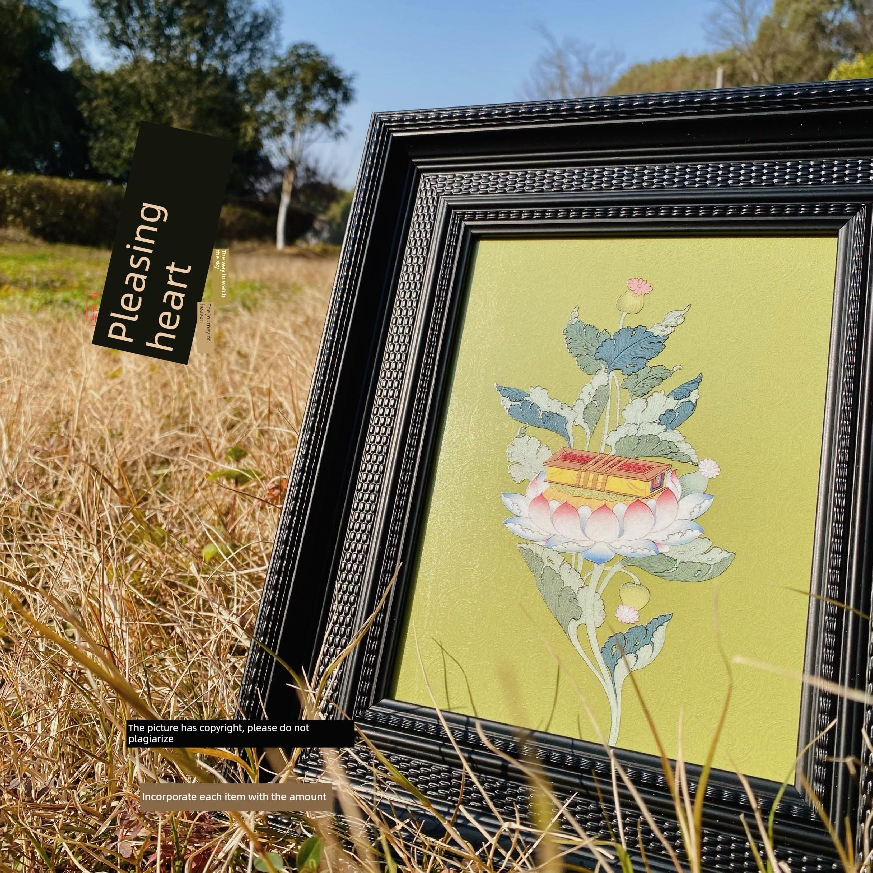 佛手拈花瓷板画 文殊智慧之花居家摆件 学习考试智慧文采觉悟已加