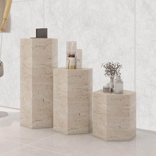 地台展示台六边形洞石增高服装店铺橱窗陈列模特底座摆台墩子立柱