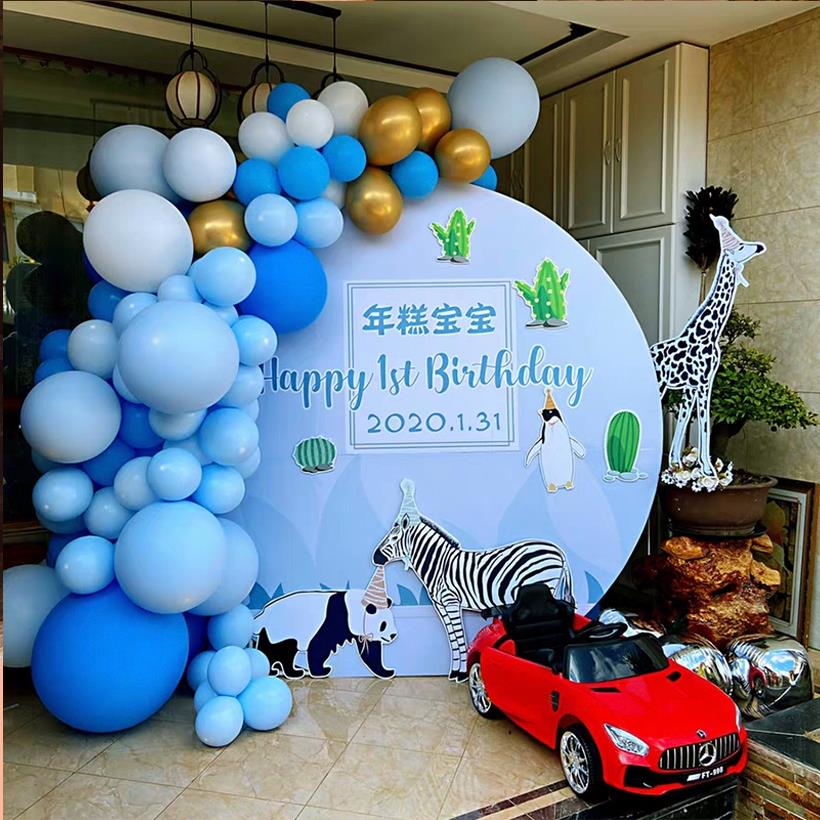 儿童生日装饰场景布置男女孩百日宴开业庆典气球链拍照签名背景墙