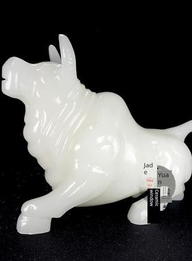 天然阿富汗白玉牛桌面饰品，聚集财富生肖牛饰品入口店礼品